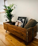 Large Rustic Planter Storage Magazine Rack Book Display with Hairpin Legs or Castors