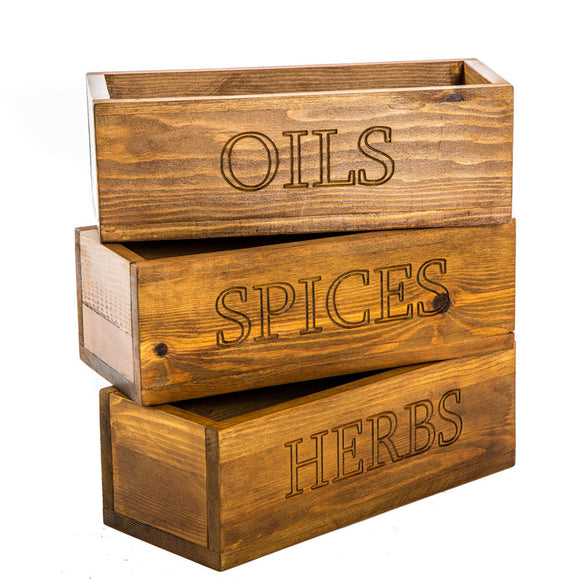 Wooden Condiments Kitchen Storage Box Oils Spices Herbs – Stokk Boxx